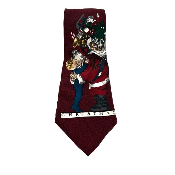 The Saturday Evening Post Neck Tie Mens 100% Silk Red Santa Claus Vintage 1996 - Picture 1 of 8